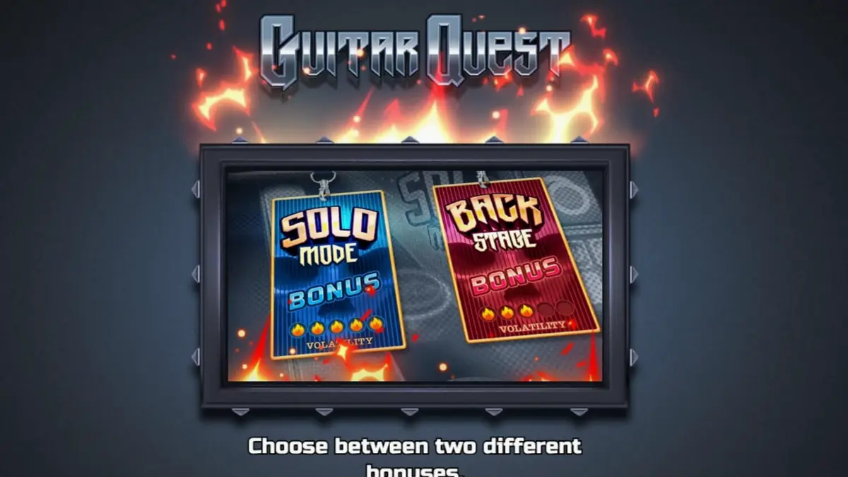 Tampilan visual slot Guitar Quest dengan tema garasi rock